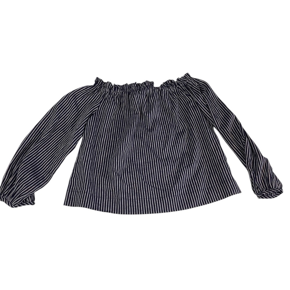 a new day Navy &‎ White Striped Off-Shoulder Top medium